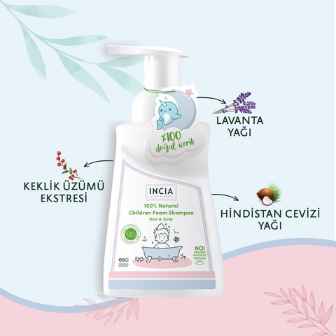 Bebekler İçin Doğal Köpük Şampuanı Saç ve Vücut İçin 200 ml