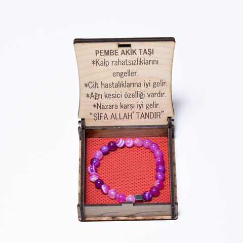 Pembe Akik Taşı Bileklik