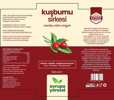El Yapımı Kuşburnu Sirkesi