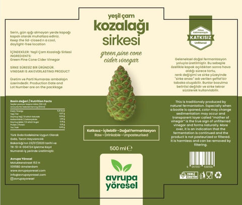 El Yapımı Yeşil Kozalak Sirkesi