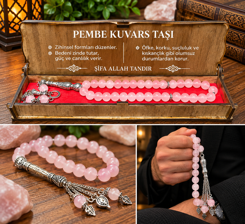 PEMBE KUVARS TAŞI TESBİH